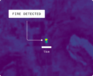 Thermal map showing detected fire hotspot