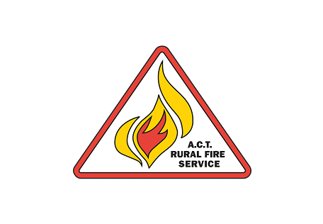 Logotipo do A.C.T. Rural Fire Service com chama triangular