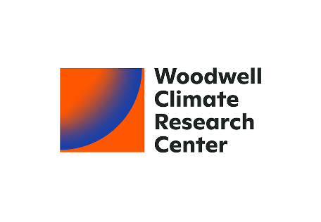 Logotipo do Woodwell Climate Research Center com emblema laranja-azul