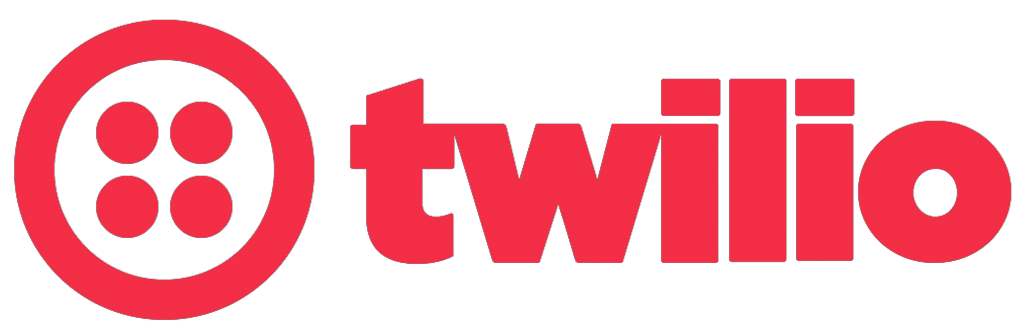 Logotipo do Twilio em vermelho sobre fundo preto