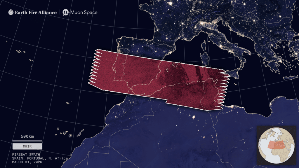 Faixa de satélite sobre Espanha, Portugal e Norte da África