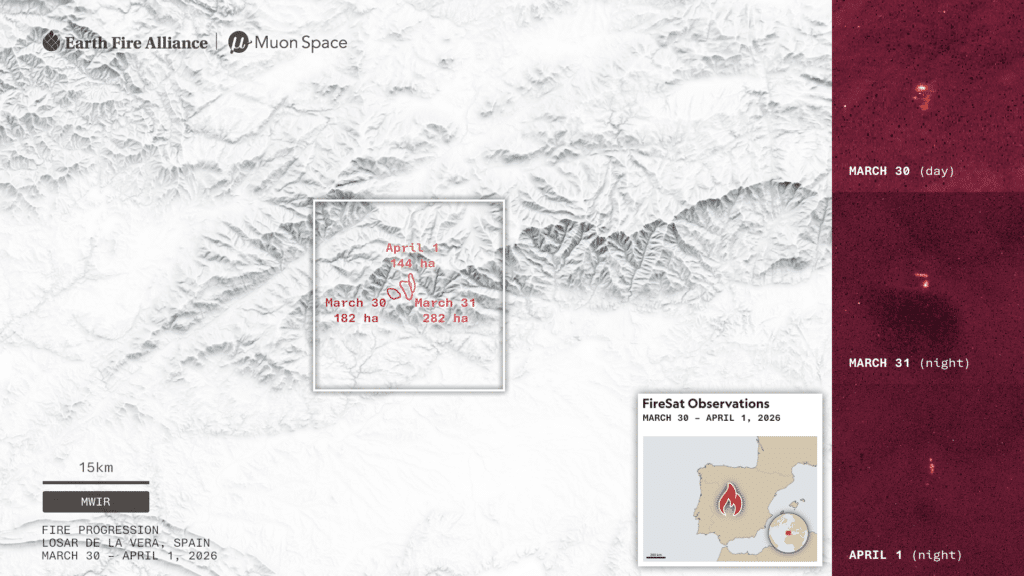 Mapa de progresso de incêndios florestais em Losar de la Vera, Espanha