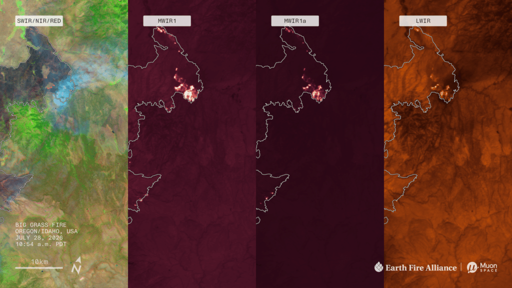 Satellite comparison highlights Big Grass Fire hotspots in Oregon-Idaho